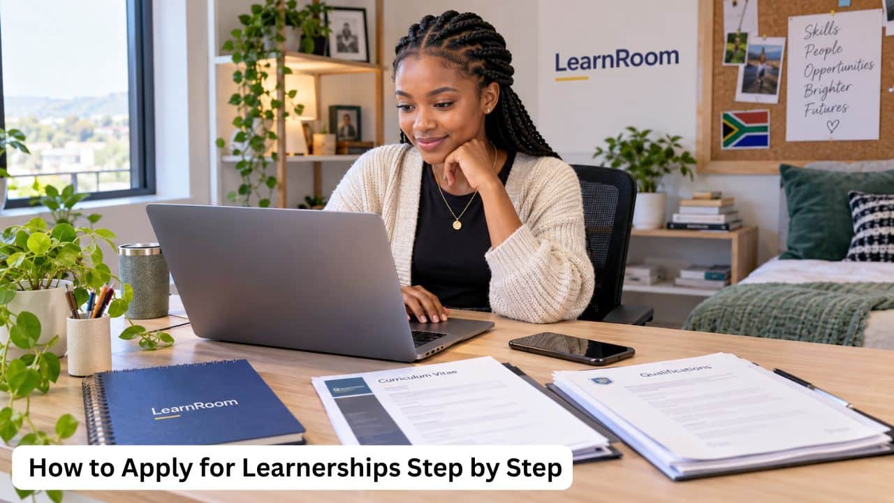 Young South African applicant completing a learnership application online